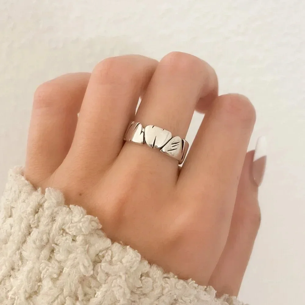 925 Sterling Silver Modern Ring Band Irregular Ring Abstract Modern Ring Band